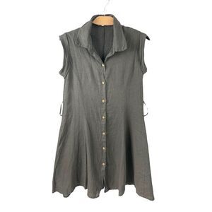 Gray Sleeveless Button-Up Dress